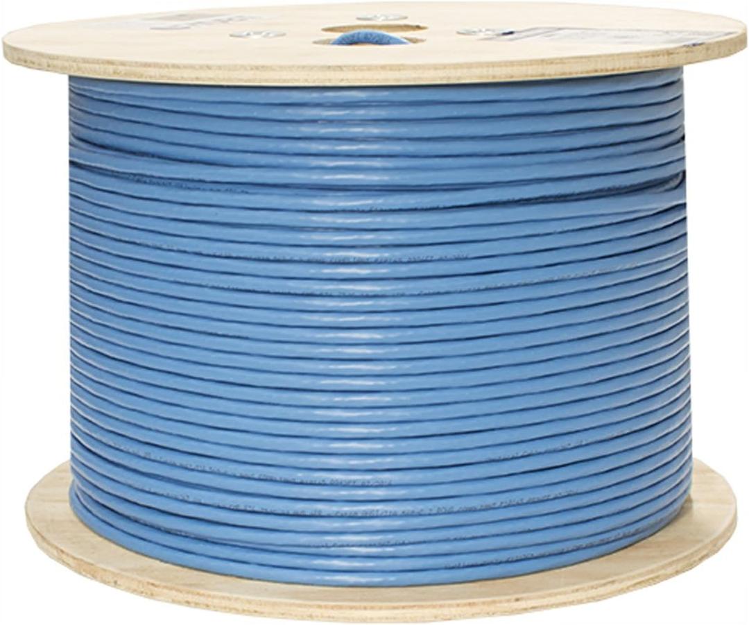 Vertical Cable Cat6A 10G, UTP, 23AWG, Solid Bare Copper, Plenum, 1000ft, Bulk Ethernet Cable, Blue