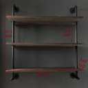 Industrial Pipe Wall Shelves with Real Wood Plank ,36 Inches Floating Shelves for Wall Farmhouse Book Shelves Dark Brown 3 Tier for Kitchen,Living Room Decor and Bar Shelving, 36 inches x 9.8 inches x 41 inches