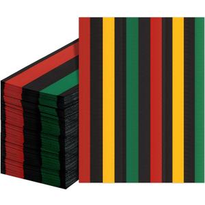 SATINIOR 100 Pack Black History Month Paper Napkins Black Red Green Paper Napkins for American African Freedom Day Reggae Rasta Kwanzaa Party Supplies, 16 x 13 Inches