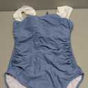 B2prity Womens One Piece Swimsuit Retro Square Neck Tummy Control Bathing Suits Ruched Modest Full Coverage Swimwear, M