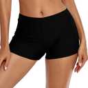 Cerburny Women's High Waisted Bikini Bottom Stretchy Bathing Suit Swim Bottom Solid Tankini Bottoms (Black, Large)