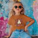 Halloween Shirts for Girls Boys Toddler Retro Spooky Short Sleeve Shirt Cute Ghost Graphic Tshirts 1-7 Years (3-4T, Brown)