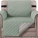 H.VERSAILTEX Reversible Chair Cover Water Resistant Chair Couch Cover for Living Room Machine Washable Furniture Cover with Elastic Strap for Dogs, Pets(Armchair, Desert Sage/Beige)