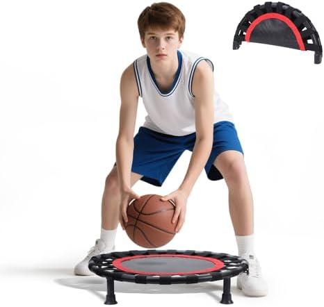 YOUGYM Basketball Training Trampoline - Indoor Quiet Practice Foldable Trampoline for Beginners/Pros, Noise-Reducing Durable Portable Design, Home Ball Training