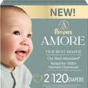 Pampers Amore, Size 2 (10-22 lbs), 120 Count, Our Best Diaper Hypoallergenic & Fragrance Free, Up to 100% Leakproof, Soft as Cashmere