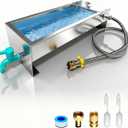 Automatic Livestock Water Trough 3 Gallons Livestock Animal Stainless Steel Larger Automatic Waterer with Float Valve Kit for Goat Cattle Horse Hog Pigs Dog Outdoor, 22" L x8.6 W x 5.1" H