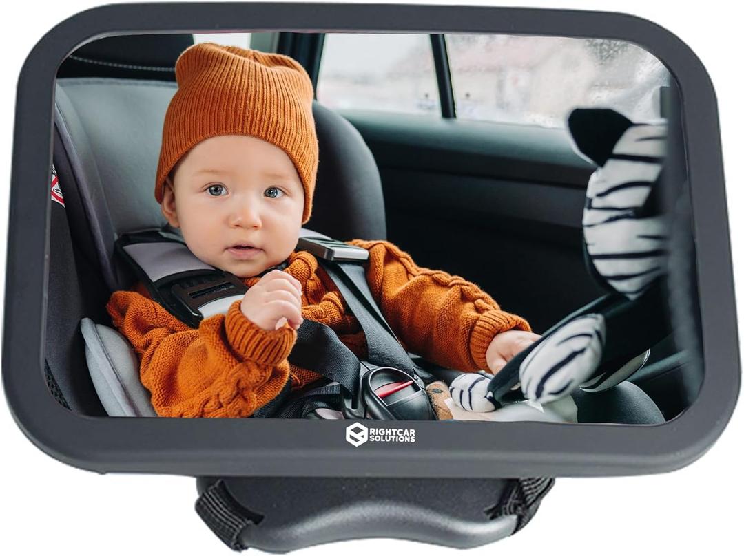 Rightcar Solutions Baby Car Mirror for Infant & Newborn | Rear Facing Car Seat Mirror | Shatterproof, Wide Crystal Clear View