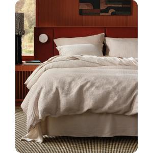 Bedsure Cotton Duvet Cover Set - 100% Cotton Waffle Weave Linen Duvet Cover Oversized King Size, PureWoven Breathable Bedding Set for All Season, 3 Pieces, 120"x98"