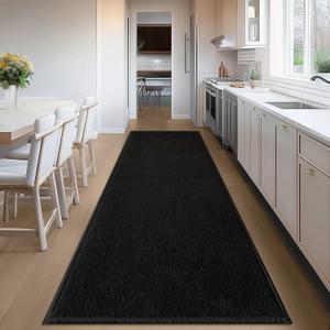 Bathroom Runner Rugs, Thin Absorbent Non-Slip Bath Mat, Quick Dry Low Pile Mats for Bathroom Floor Front of Bathtub,Shower Room,Sink,24"72",Black