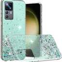 Compatible with Xiaomi 12T Pro Case Glitter Clear Green, Phone Case for Xiaomi 12T Pro Silicone Transparent Soft TPU Women Girls Shockproof Protective Slim Cover (Green)