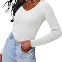 Womens Fashion Sweaters Fall Fashion 2024 Temperament Skinny V-Neck Pullover Cashmere Thin Sweatshirts Wrinkle Free Work Cute Tops Office White, Large