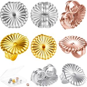 Hicarer 8 Pieces Earring Backs for Droopy Large Backs for Studs Replacement Secure Lifters for Heavy Earring(9 mm,Platinum, Silver, Gold, Rose Gold)
