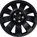 Tuningpros WC1P-16-721-B - Pack of 1 Hubcap (1 Piece) - 16-Inches Style Snap-On (Pop-On) Type Matte Black Wheel Covers Hub-caps