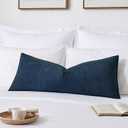 Kevin Textile 14x36 Inch Long Lumbar Cover 1 Pack Soft Boucle Textured Decorative Waterproof Rectangle Cushion Elegant Accent Pillows for Couch Sofa Chair Bed Home Decor Indoor Outdoor Navy Blue