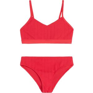 Kanu Surf Girls' Willow V-Neck Bikini Beach Sport 2-Piece Swimsuit (8, Ruched Solid Red)