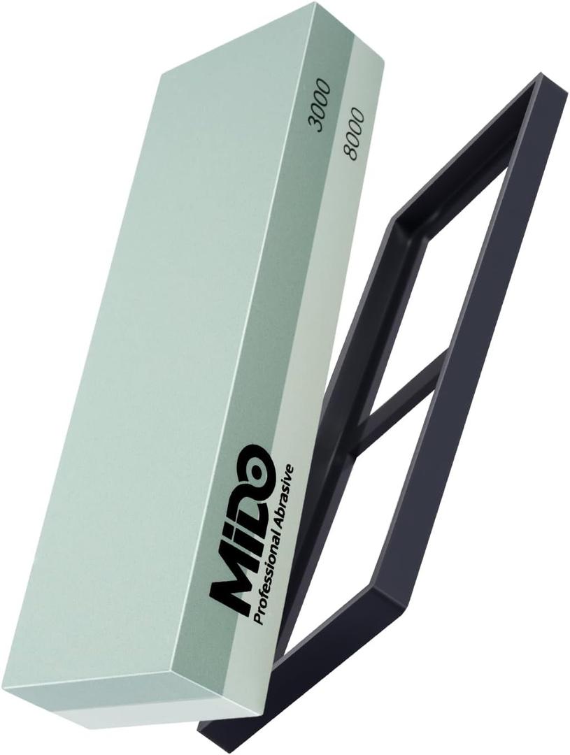 Knife Sharpening Stone 2 Side Grit 3000/8000 Whetstone knife Sharpener Stone with Non-Slip Rubber Base, Kitchen, Hunting, Pocket Knives and Blades