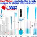 Holikme Bottle Brush Tube Cleaning Lab Set with Long Handle, Cup Cleaner for Washing Narrow Neck Beer Wine Decanter Pipes Lids Sinks Cap Covers, Azul