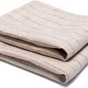 100% Linen Striped Hand Towels, 2-Pack 13x29 Inches - Thin Kitchen Tea Towel & Lightweight Reusable Dish Cloths with Hanging Loop, Soft Bathroom Cloth for Drying Dishes, Baking, Natural Gift