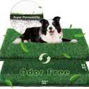 HQ4US 4LEGS Artificial Grass, Dog Pee Grass Pads for Dogs Potty, 2PCS Odor Free Fake Grass for Dogs Large 32x22 with Countless Drainage Holes, Dog Potty Grass Hemmed Edge Realistic