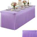 Light Purple Spandex Table Skirt for Rectangle Tables (4ft) | 1-Pack Stretch Pleated Tablecloth for 48" L x 24" W x 30" H Rectangular Tables | Suitable for Banquets, Trade Shows, Birthday