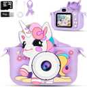 Kids Camera, AWANKOU Child Selfie Cameras for Girls Christmas Birthday Gift, 1080P Toddler Camera Toys with Soft Silicone Case for 3 4 5 6 7 8 9 10 11 12Year Old