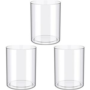 meekoo 3 Pcs Flower Acrylic Vase Cylinders Round Decorative 3 x 4 in Vase Break Resistant Acrylic Flower Cylinder for Centerpiece Home Wedding Decor(Clear, Classic)