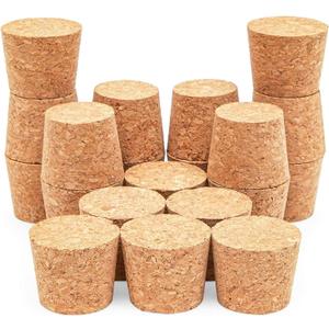 Juvale Tapered Cork Stoppers - 20 Pack Size 16, Brown, 1.1 in H x 1.34 in Top x 1 in Bottom - Wine Bottle Stoppers, DIY Projects & Beer Bottle Corks