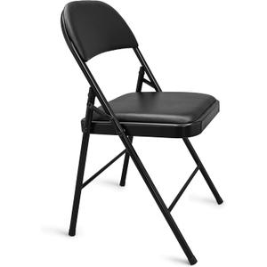 Amazon Basics Comfortable Vinyl-Padded Metal Steel Folding Chairs for Events, Easy to Fold and Store, Black (1 Pack)