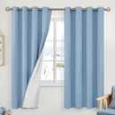 YoungsTex Light Blue Linen Blackout Curtains 63 Inches Long, Room Darkening Bedroom Drapes with Grommet Light Blocking for Living Room Thermal Insulated, 2 Panels, 52 X 63 Inch