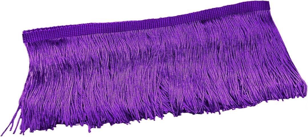 Luomorgo 10 Yards Chainette Fringe Trim 4" Wide - Polyester Tassel for Sewing, Latin Dresses & Lamp Shades | DIY Craft Decor (Purple)