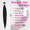Straight Hair Bundles 24Inch Protein Fiber Bundles hair Synthetic Silky Straight Hair Weave No Tangling (1B#, 24Inch)