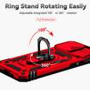 SunStory Compatible with iPhone 12/13 Mini Case with HD Screen Protector & Slide Camera Cover & Rotated Ring Kickstand, [Military-Grade] Phone Case for iPhone 12/13 Mini (Red)