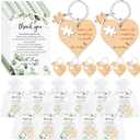 100 Sets Wedding Souvenir for Guests Includes Wood Heart Puzzle Keychain Cards and Gift Bags Rustic Wedding Favors for Guests