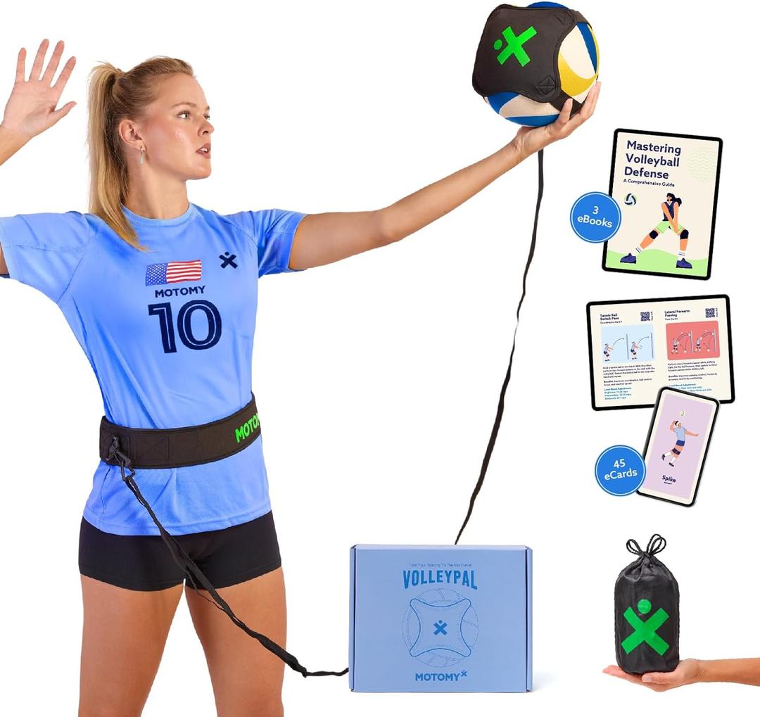 MOTOMY Volleyball Training Equipment Aid VolleyPal  Solo Rebounder Trainer for Serve, Spike, Set & Pass; Indoor and Outdoor Practice Gear Volleyball Gifts for Teen Girls