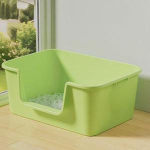Large Cat Litter Box with High Sides for Indoor Cats,Low Entry Open Top Cat Litter Pan for Kittens,Big or Senior Cats,High Wall Easy Cleaning Anti-Splashing cat Litter Tray (Green)