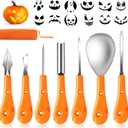 Greatever Halloween Pumpkin Carving Kit,Professional and Heavy Duty Stainless Steel Tools,Pumpkin Carving Set with12 Pumpkin Stencils Carrying Case(7pcs)