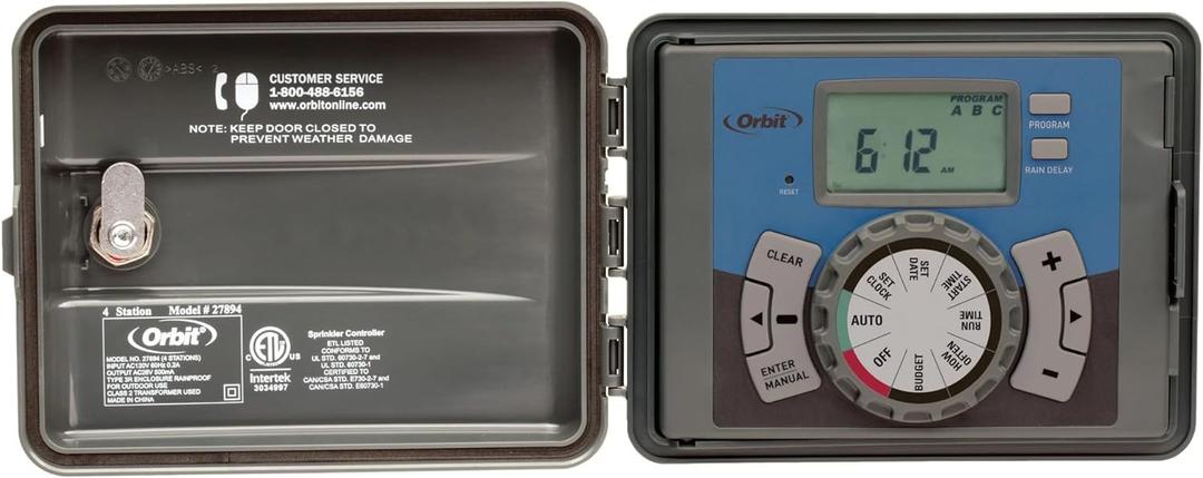 Orbit 27894 - Easy-Set Logic 4-Station Indoor/Outdoor Sprinkler Timer/Controller (Gray)