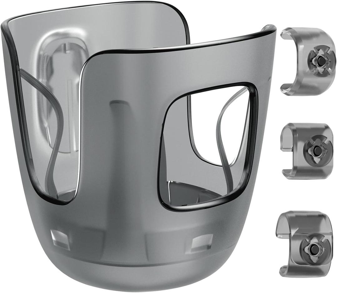 Stroller Cup Holder Fits for UPPAbaby Vista/Vista V2/Vista V3/Cruz/Cruz V2/Minu/Minu V2/Minu Duo, Securely Hold The Cup, Quick Attachment, Folds with Stroller, Drinking On The Go (Grey)