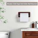 Rustic Toilet Paper Holder Wall Mount - 6.69"x2.95" Solid Wood Bathroom Tissue Paper Roll Hoder with 5.7" Stainless Steel Rod, Farmhouse Paper Towel Holder for Small Space
