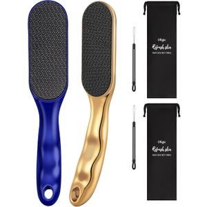 Nano Glass Foot File Foot Callus Remover Scrubber in Shower, Pedicure Tools Feet Scrubber Dead Hard Skin, Anti-Slip Handle Rope & Storage Bag Foot Files for Wet and Dry Feet Care Gift 2Pack