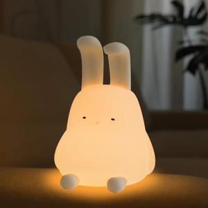 Cute Bunny Lamp, Kawaii LED Desk Decor Nightlight with Phone Stand Feature, Super Squishy Silicone Portable Light with Timer, Xmas Birthday Ideal Gifts for Baby Kid Adult