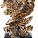 H&W Sandstone Lion - The King of Beasts - Statue Decoration for Home/Study/Living Room, Great Collectible Figurines, Best Gift for The Man, Golden Color (HH17-D2)