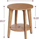 Simple Trending Round Side Table, Small End Table, Nightstand Bedside Table with Tapered Legs, for Living Room, Rustic Walnut