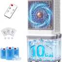 Flymoon Upgraded Cooling 10 Gallon Evaporative Air Cooler, Swamp Cooler with 120° Oscillation, 7-Hour Timer, Remote Control, Detachable Tank for Portable Air Conditioners, for Bedroom, Garage