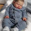 KAWAYII 24 Inch Pickle Newborn Vinyl Baby Sleeping Doll Realistic Lifelike Reborn Dolls Soft Cloth Body Toddler Doll Toy Accessories for Kids & Collection