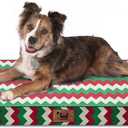 Orthopedic Dog Bed for Large Dogs, Big Waterproof Dog Bed Washable Pet Bed for Large Sized Dogs with Egg Crate Foam Pet Bed Mat, Removable Oxford Cooling Cover, Stripe