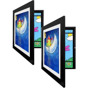 Kids Art Frame, Kids Artwork Frames Changeable, Art Frames for Kids Art, 8.5x11 Front Loading Art Black Frame Holds Art Display 150 Pieces (BLACK -2-Pack)