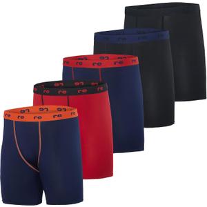 Real Essentials 5 Pack: Mens Compression Shorts - Quick Dry Performance Active Underwear XXL