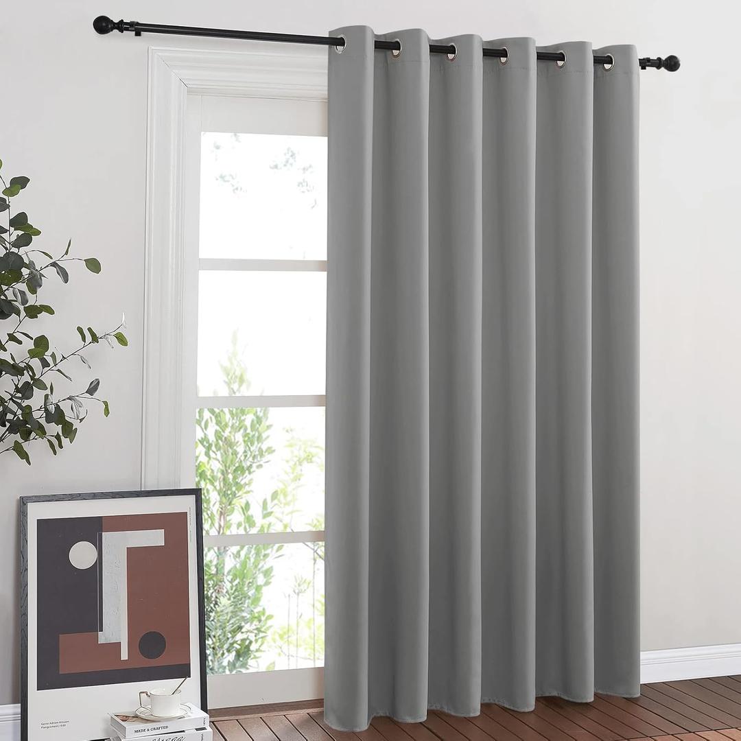 NICETOWN Extra Wide Sliding Door Curtains, Thermal Insulated Blackout Patio Curtain for Sliding Glass/French Door (Silver Grey, W80 x L84)
