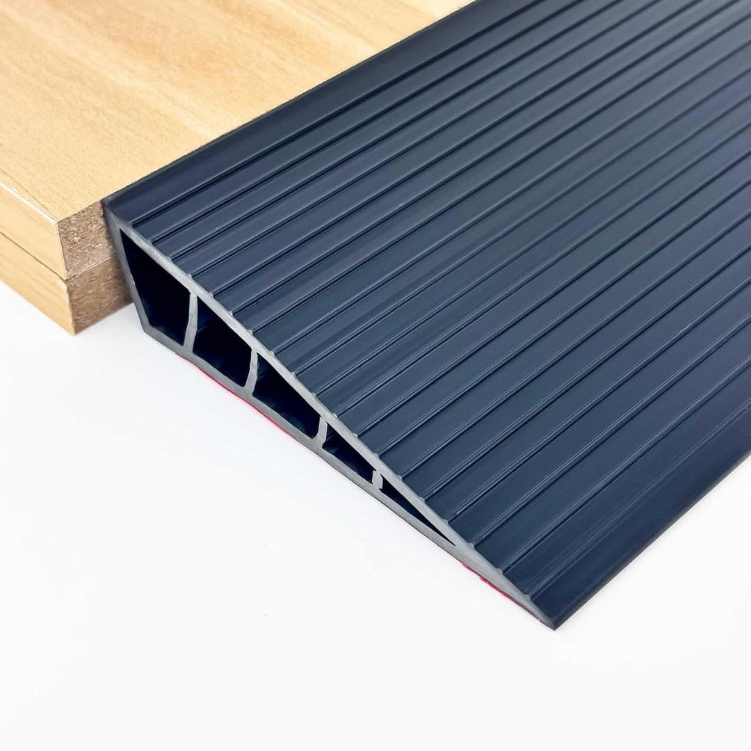 1" Rise 2 PCS Rubber Threshold Ramp for Doorways, 800 LBS Capacity, 39.4" Cuttable Non-Slip Wheelchair Door Ramp for Bathroom, Garage, Home Entrance (Black, 3.3Ft)